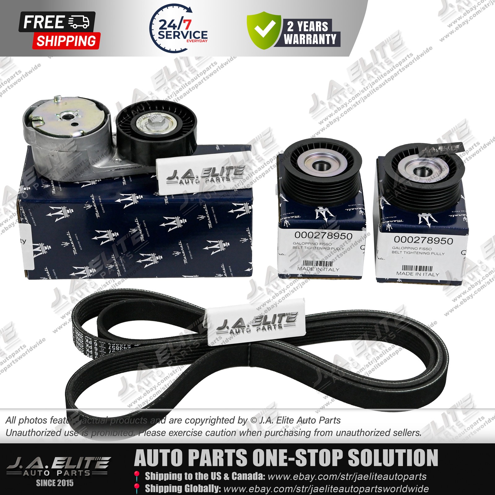 4pcs Genuine Drive Belt Replacement Kit fit Maserati Ghibli Levante Quattroporte