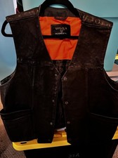 Black Biker Vest Genuine Leather Side Lace Snap Front Wilsons Leather Mens XXL