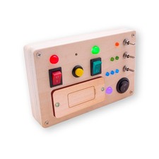 LED Light Switch Busy Board Montessori Toy Button Busy Board Kids Wooden Cont...