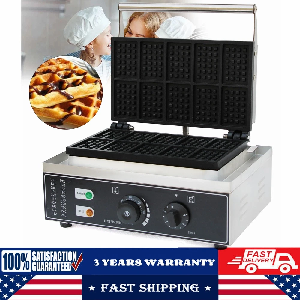 Commercial Nonstick Electric Waffle Maker Waffle Baker Machine 1500W NEW