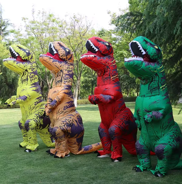 Disfraz de dinosaurio inflable T-Rex para adultos y niños disfraz disfrazado Halloween Foto 2 de 4