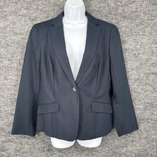 Brooks Brothers Blazer Womens 14 Blue Cotton Stretch One Button Lined Jacket