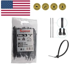 Black Zip Ties 4 Inch, 18 Lbs Tensile Strength Wire Ties Industrial Grade Cab...