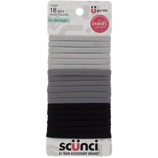 3 Pack Scunci No Damage Comfy Ponytailers, Gray Shades Soft, 18 Ct