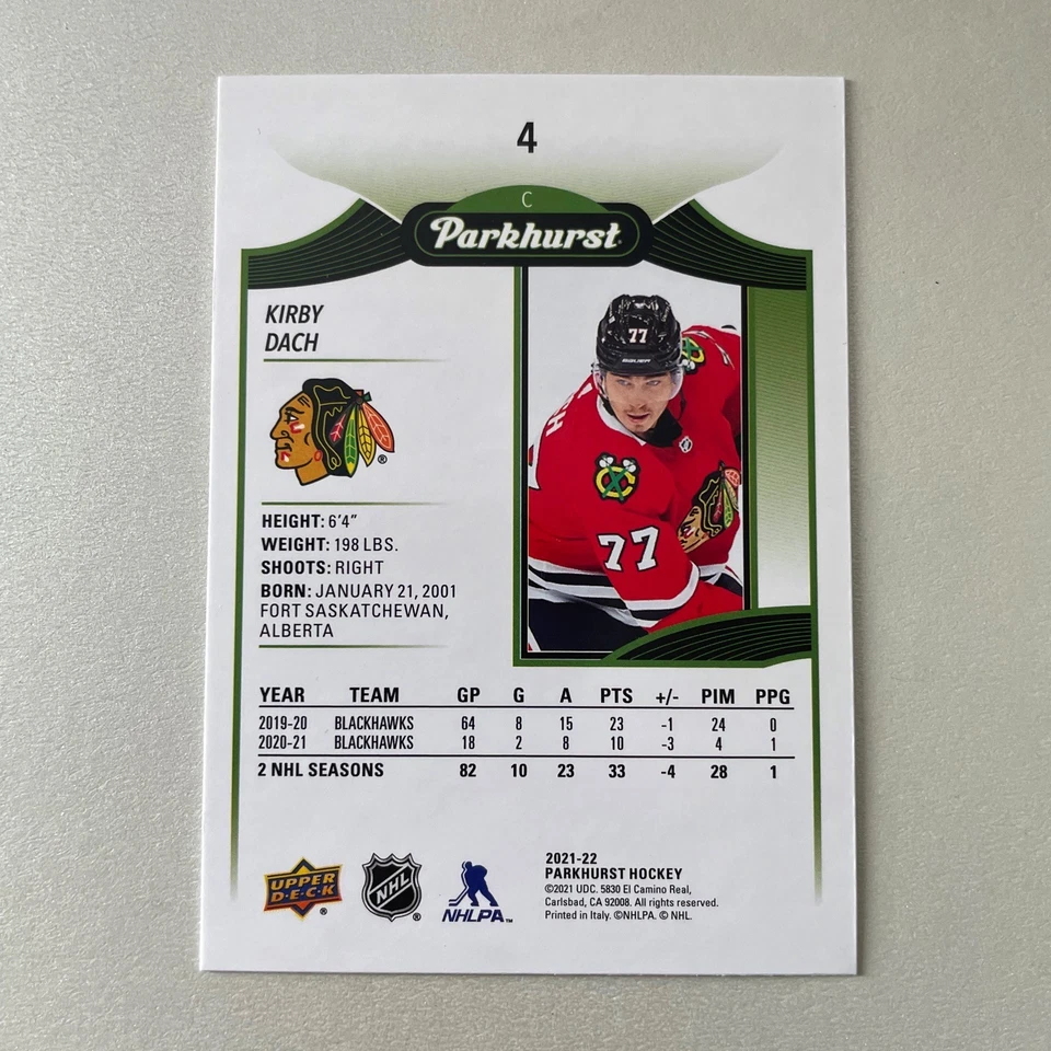 2021 Parkhurst Hockey #4 Kirby Dach Gold - Image 2 of 2