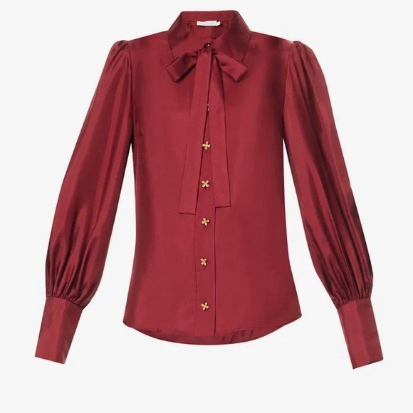 ZIMMERMAN Luminosity Floral-Button Shirt (Burgundy)