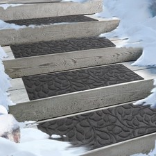 Aucuda 6pcs 8.5"x30" Non-Slip Stair Treads for Elders/Dogs, Wood Steps, Gray Flo