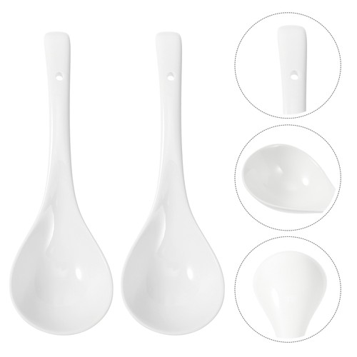 1 Set 2 Pcs Big Spoons Heavy Duty Deep Porcelain Spoons (White) - Picture 12 of 12