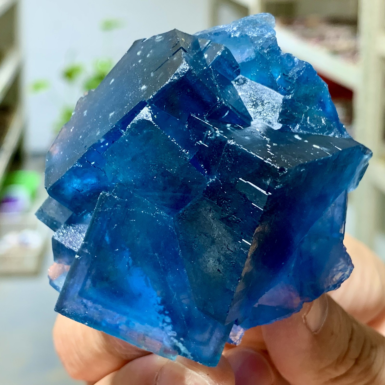 160G Transparent Blue-Green Cubic Fluorite Crystal Specimen from China