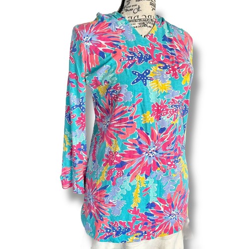 Lilly Pulitzer Girl’s Size XL (12-14) Cotton Jersey Hoodie Top Beach Tropical