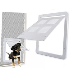 Dog Cat Door for Screen Door with Magnetic L Inside Size: 14.5" 12.2" White