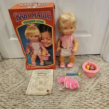 VTG 1979 Mattel Baby Magic Tender Love 14" Tall Doll + Original Box.  *Video*