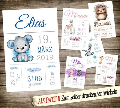 1 Urkunde Schild  Geburt / Baby Geschenk Taufe Eltern Paten  ALS DATEI !!  ab 51