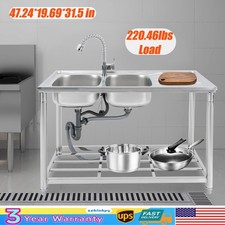 Commercial Restaurant Sink Utility Sink Double Bowl Sink Stainless Steel Faucet