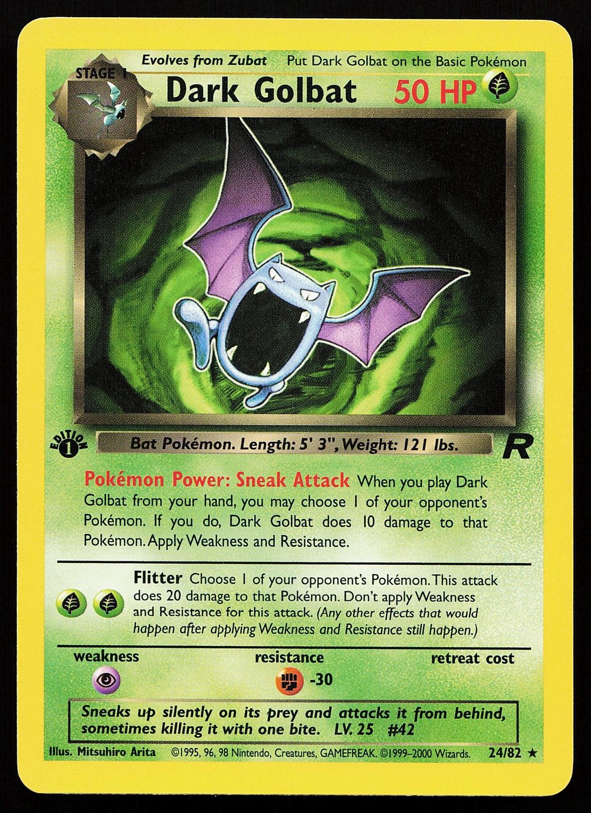 Dark Golbat 24/82 1st Edition Rare Team Rocket Pokemon Card