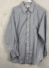 Hart Schaffner Marx Dress Shirt Button Up LS Stripe Blue USA Made Mens 16.5-33