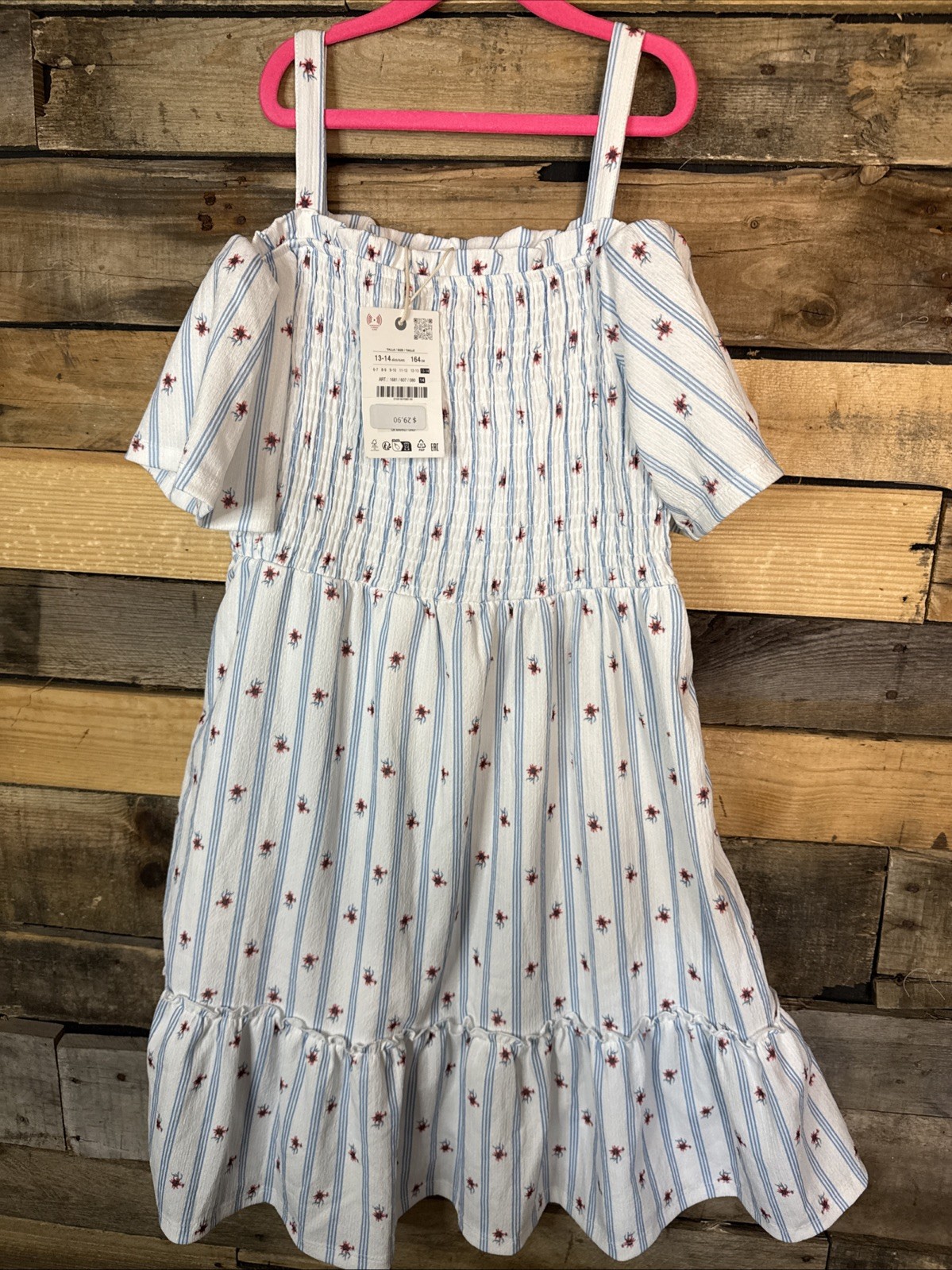 Girls Zara Smocked Floral Dress, Size 13-14 Years Old