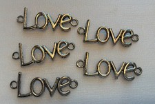 Lot of 29 Love Word Connector Charms Antique Silver Tone 35mm Jewelry Making