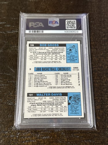 1980 TOPPS DAVIS-BILL CARTWRIGHT RC-GROSS PSA 8 ROOKIE NY KNICKS - Picture 2 of 2