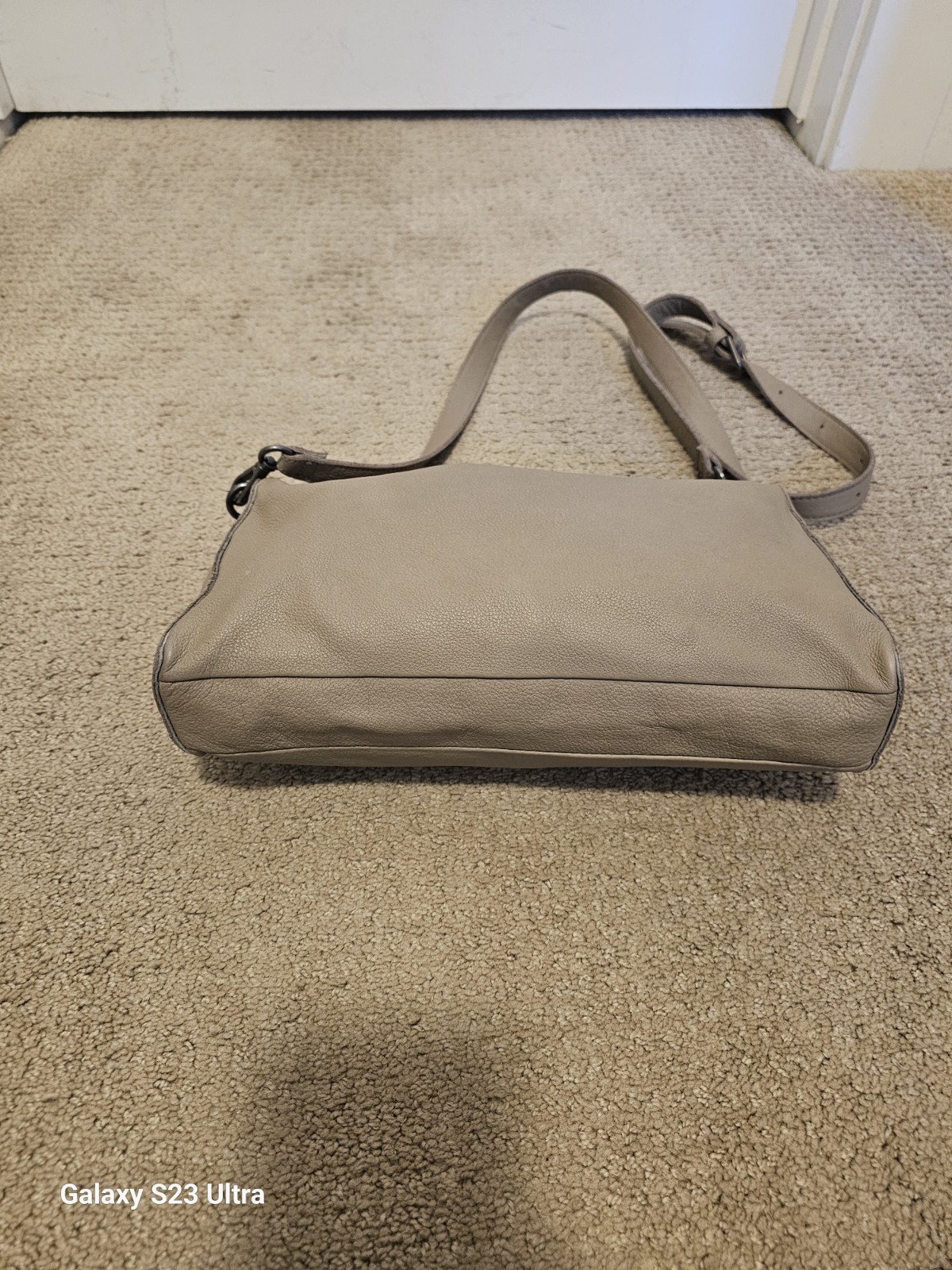 Libeskind Leather Light Gray Crossbody Bag - image 5