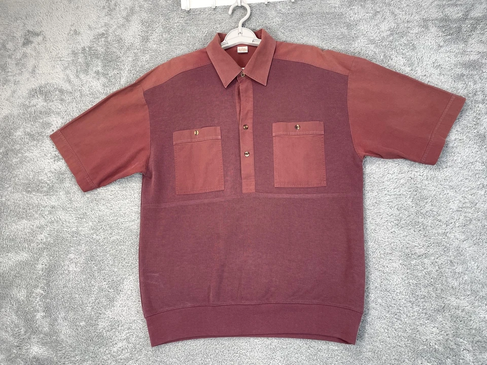 Camisa Polo Norm Thompson Para Hombre Grande Borgoña Dos Tonos Bandas Dobladillo Tejido Bolsillos Foto 2 de 4