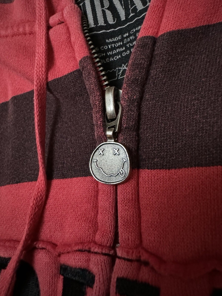 NIRVANA Zip-Up Sweater Hoodie Vintage Distressed 2007 Black/Red
