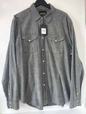 OTD ON THIS DAY Western Style Button Down SHIRT Snap Denim Gray XXL 2XL NEW $195
