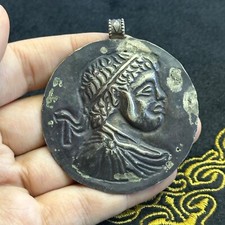 Antiker r&ouml;mischer griechischer Silber Kaiser Gesicht Amulett Anh&auml;nger - um 1....