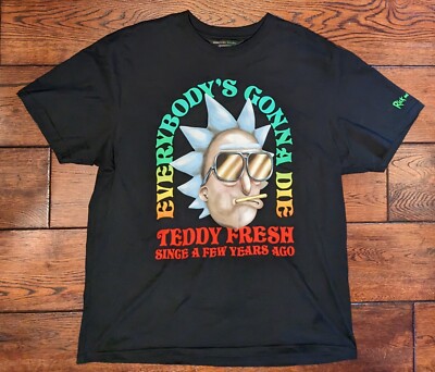 Teddy Fresh Rick Morty Men's Everybody's Gonna Die T-Shirt Black Size XL