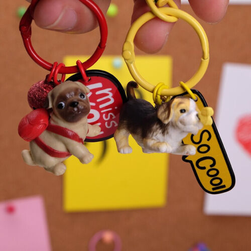 Cartoon 3D cute pet dog bulldog panda car keychain animal lovely pug Keyring - Picture 1 of 12