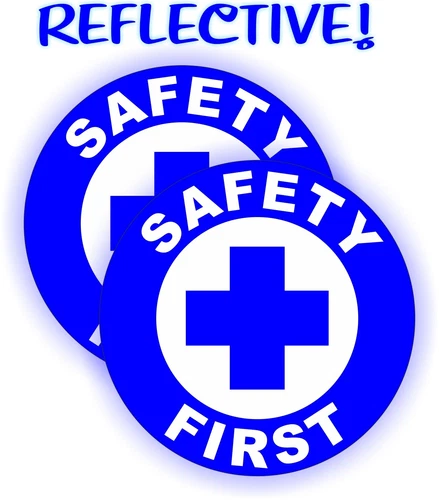 REFLECTIVE Safety First Hard Hat Stickers | Helmet Decals Labels Laborer -BLU