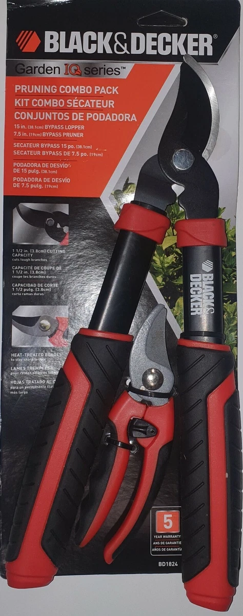 Black Decker BD1824 Pruning Combo Pack 15in Bypass Lopper 7.5in Bypass Pruner