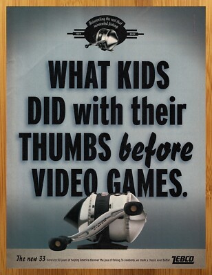 2004 Zebco Fishing Reel Vintage Print Ad/Poster Rod Man Cave Wall Art 00s Kids 
