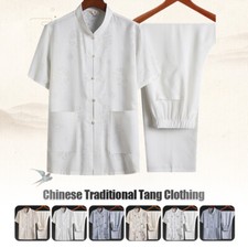 New Chinese Traditional Tang Top+Pants Bamboo Printed Kung Fu Wing Chun Garment 