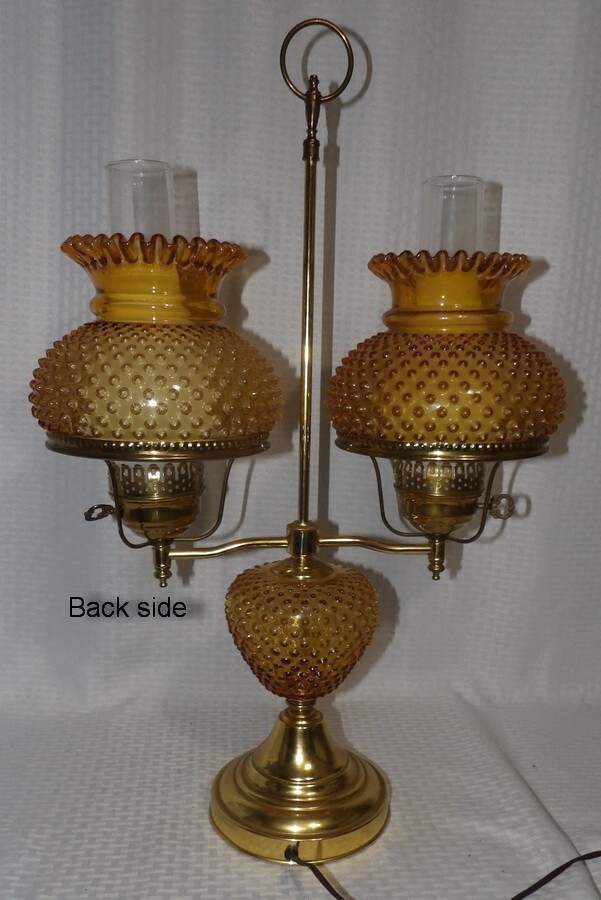 DOUBLE ELECTRIFIED STUDENT LAMP GOLD HOBNAIL SHADES eNotary