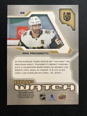 21-22 UD MVP Hockey Anniversary Watch Script 58 Max Pacioretty