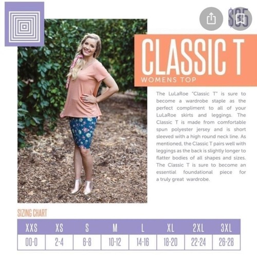 Nuevo con etiquetas Sólido Manga Corta LuLaRoe Clásico T Talla XXS Azul Algodón - Imagen 6 de 7