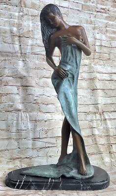 Art Deco Sculpture Nude Girl Woman Breast Bronze Statue Figurine Figure Deal Art