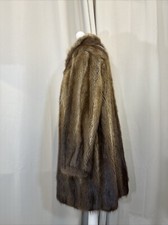 Real Fur Brown Muskrat Bisam Vintage Lines Mix Browns Lux Coat Jacket Fr333f