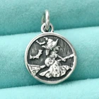 Magical Witch Flying Broom Bat Charm Pendant In 925 Sterling Silver Halloween