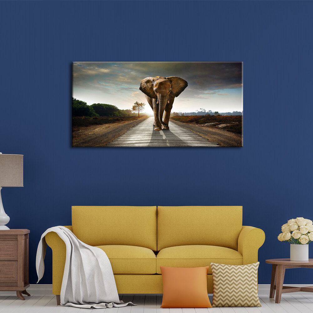 Canvas Prints Painting Picture Wall Art Home Decor Elephant Brown Large