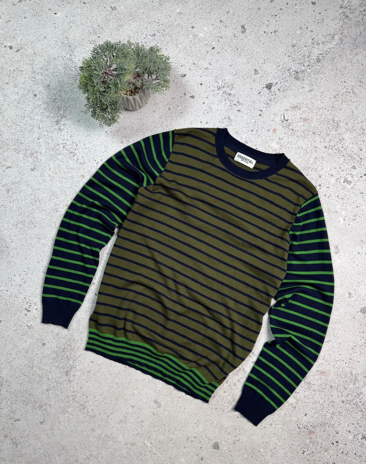 Essentiel Antwerpen Striped Wool Sweater Size L Men Multicolour
