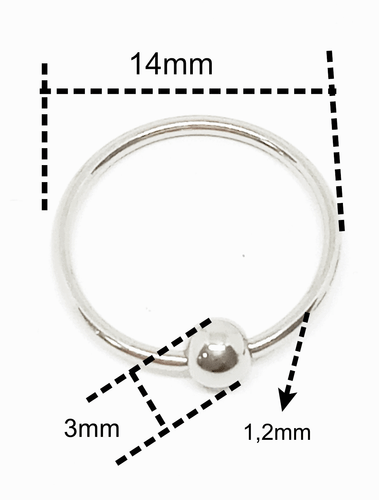 Piercing Anello Chiuso Acciaio Chirurgico Sfera a Incastro Orecchino Lobo Helix - Imagen 8 de 9