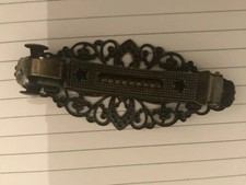 Vintage Bronze Filigree Barrette --plain