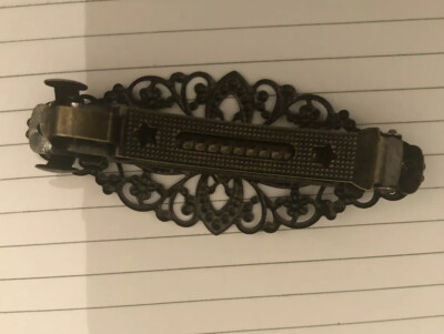 Vintage Bronze Filigree Barrette  --plain