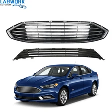 For 2017 2018 Ford Fusion Front Bumper Upper & Lower Grille Assembly Chrome