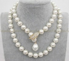 8/10/12/14mm Elegant White South Sea Shell Pearl Round Beads Necklace 14-50''