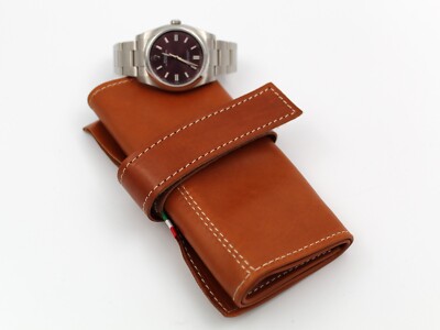 Rotolo Porta Orologi Vera Pelle Cuoio Posti Artigianale Ottima Qualità  Nuovo