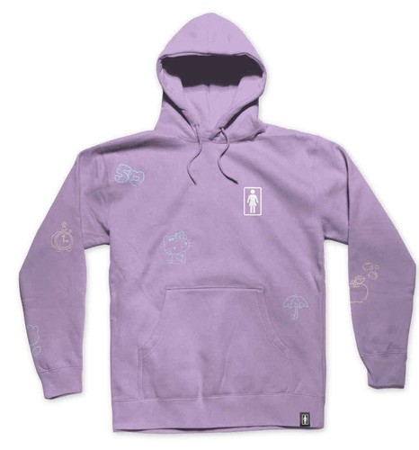 Girl Skateboards Hello Kitty 50th Anniversary All over Hoodie Black Purple Navy - Picture 4 of 7