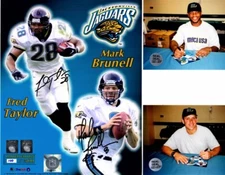 Fred Taylor + Mark Brunell Signed Jacksonville Jaguars JAGS 8x10 inch Photo PIC